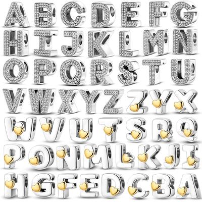 26 Ciondoli Alfabeto A-Z Rame Nuovo Fai da Te Gioielli Creazione Perline Accessori Per Braccialetto Originale