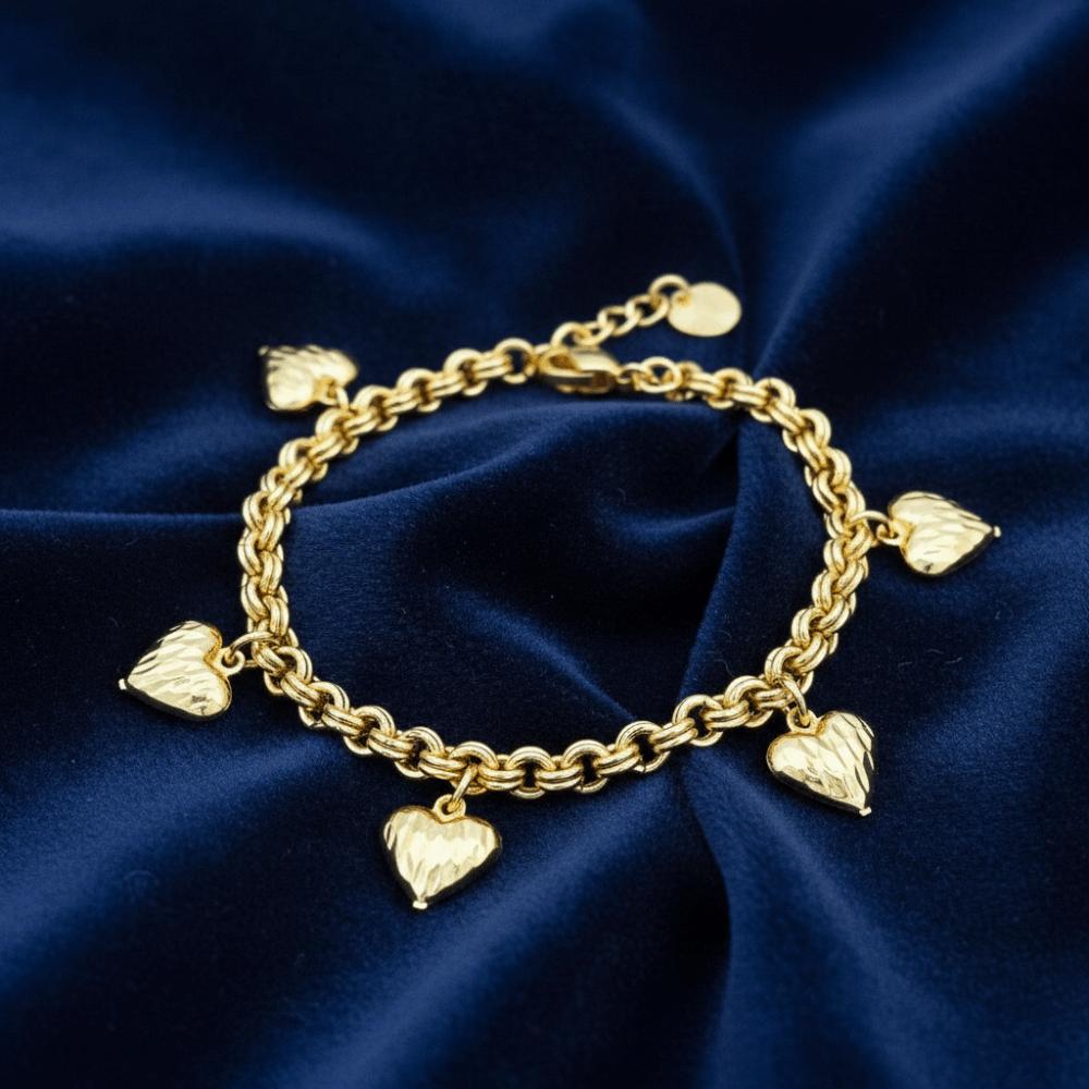 Chain Gold Bracelet Unique Charm Chunky Bracelet Bridal Party Heart Bracelet  Fashion