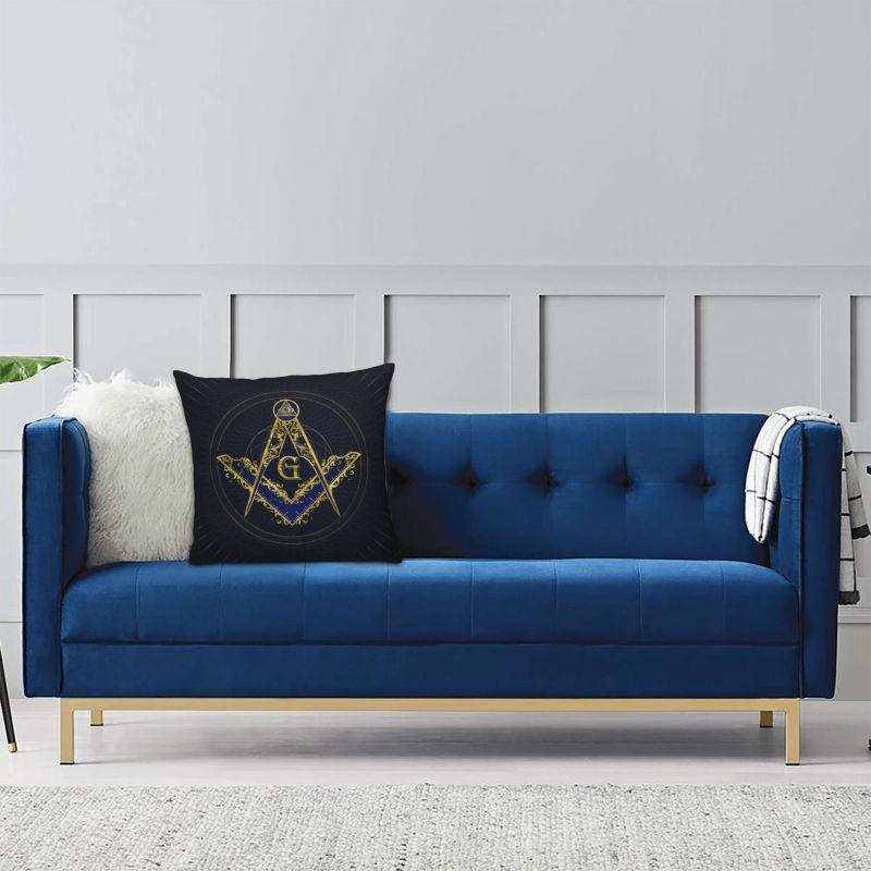 Custom Freemason Evil Eye Symbol Throw Pillow Covers Masonic Mason Chair Cushion Cover Square Pillowcase