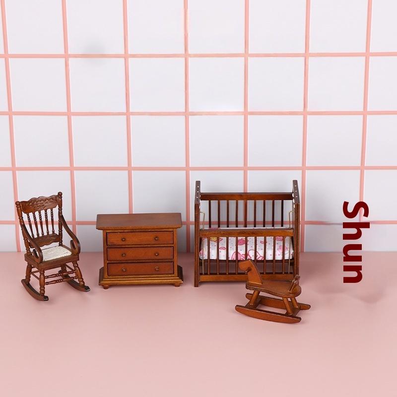 1 Set Miniature European Bedroom Furniture 1:12 Dollhouse Kitchen Scene Cooking Table Sink Cabinet Model Toy Dolls Accessories