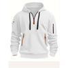 Mens Winter Hooded Zip-Up Sweatshirt With Multiple Pockets Loose Fit Cotton Blend Sport Casual Pullover