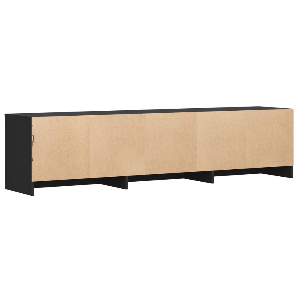 TV Stand with LED Lighting Black 165 X 34 X 40 Cm Engineered Wood