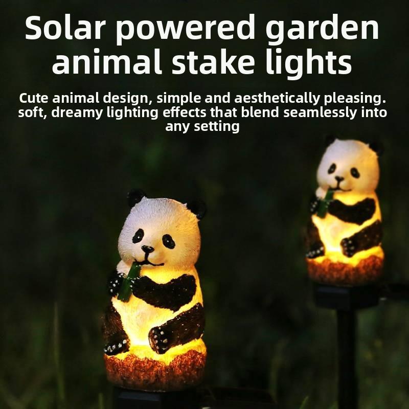 Solar Panda Lawn Decor Resin Animal Landscape Light With Energy Efficient Led For Garden Pathway