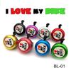 RTS Hot Sale Small Lovely Bicycle Bell I Love My Bike Logo Clear Volume Rich Color Safe Travel Bike Horn