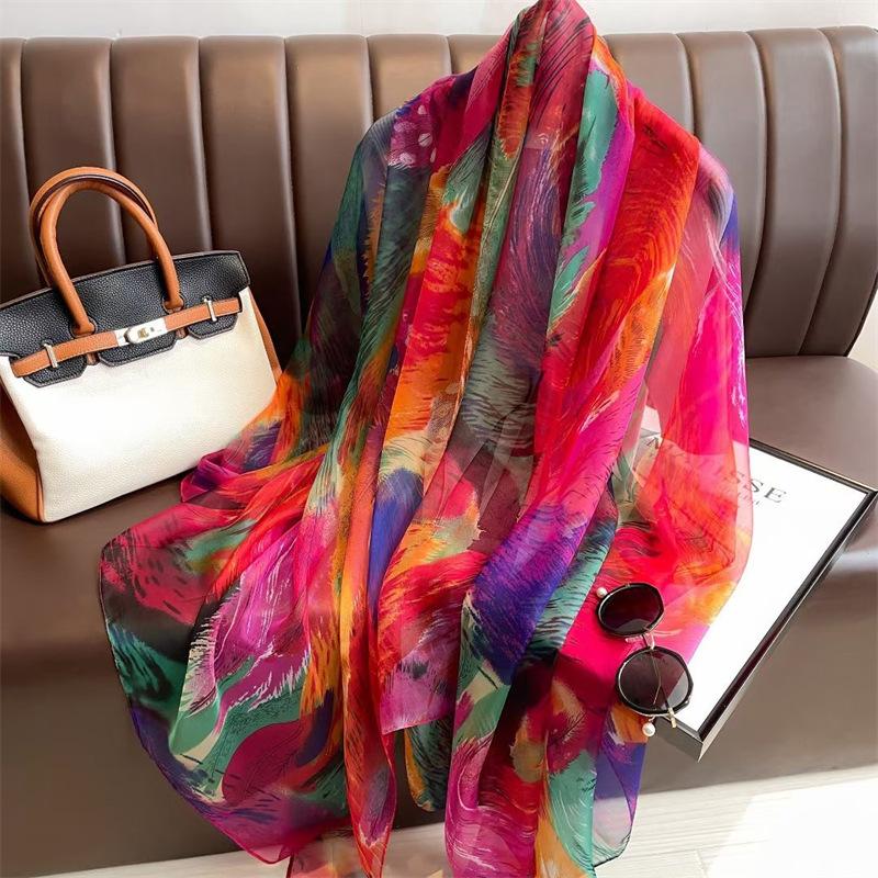 New Silk Beach Stoles Women Hijab Scarf Sunscreen Shawl Wraps Ladies Scarves Foulard Beach Stoles Female Bandana Echarpe