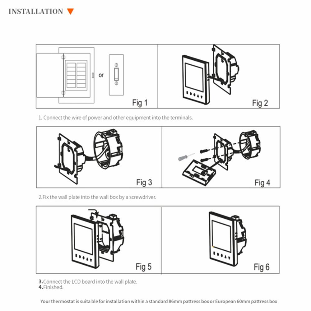 5A 110–230 V wöchentlich programmierbarer LCD-Display, Touchscreen, Wasserheizung, Thermostat, Raumtemperaturregler