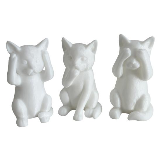3D Printed Cat Figurine Kittens Hear Speak See No Evil Statue Miniature Cat Ornament Cat Lover Gift for Desk Shelf Cabinet Decoration
