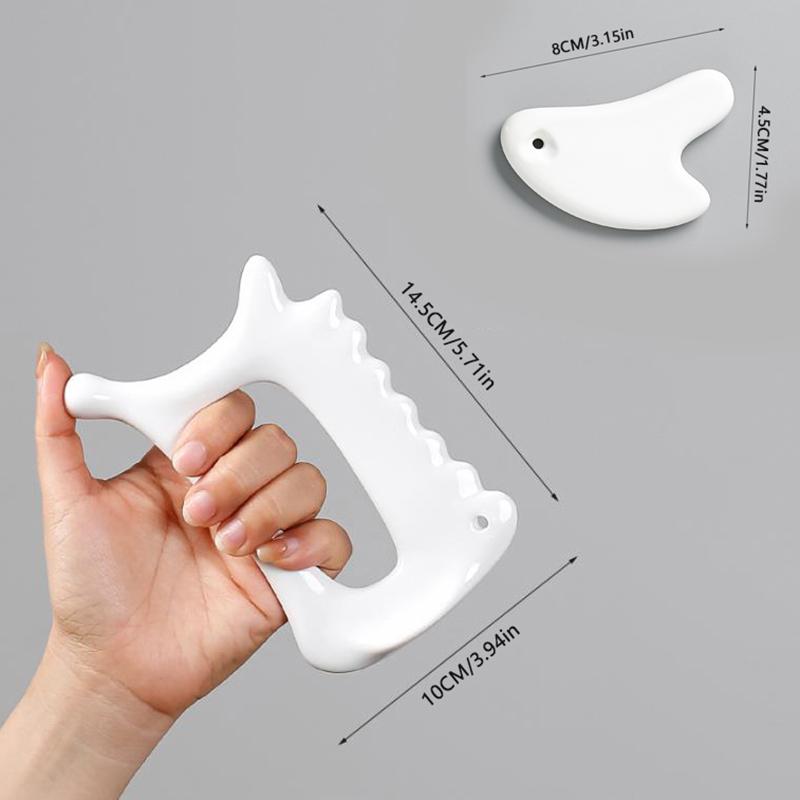 White Ceramic Scraping Board Facial Guasha Handheld Full Body Universal Type Acupoint Massager Lymphatic Drainage Massager