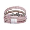 Damen geflochtenes Armband mehrlagig böhmisch Kunstlederseil Seestern Muschel Dekor Sicheres Verschluss Armband Handgelenk Accessoire