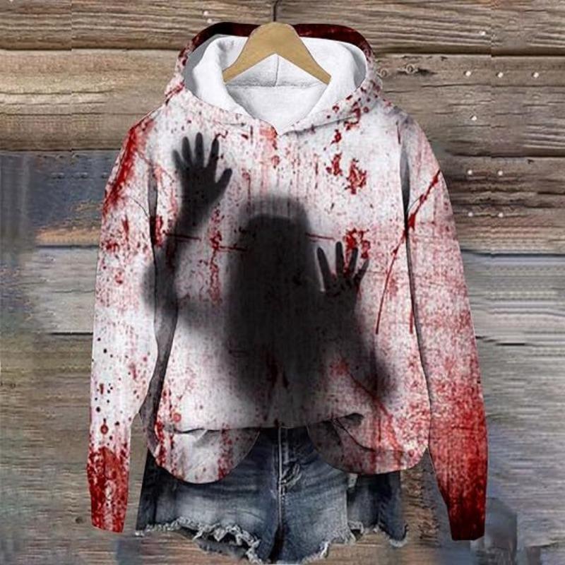Spring And Autumn Fashion Men's Hoodie Holiday Party Role-playing Bloody Letter 3D Print Hoodies Casual Boy Sweatshirt Women's Oversized Top Clothing
