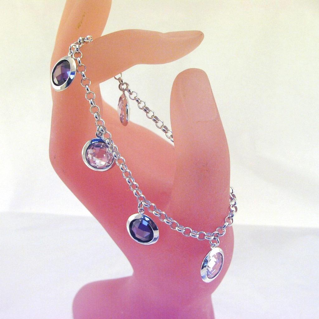 Les Trésors De Lily [E9182] - Silver Bracelet 'Linda' Lavender Silver (rhodium-plated) - 15 Mm