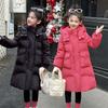 Girls' Thickened Mid-Length Cotton Coat: Warm, Waist-Cinched, Loose-Fitting Winter Coat for Kids