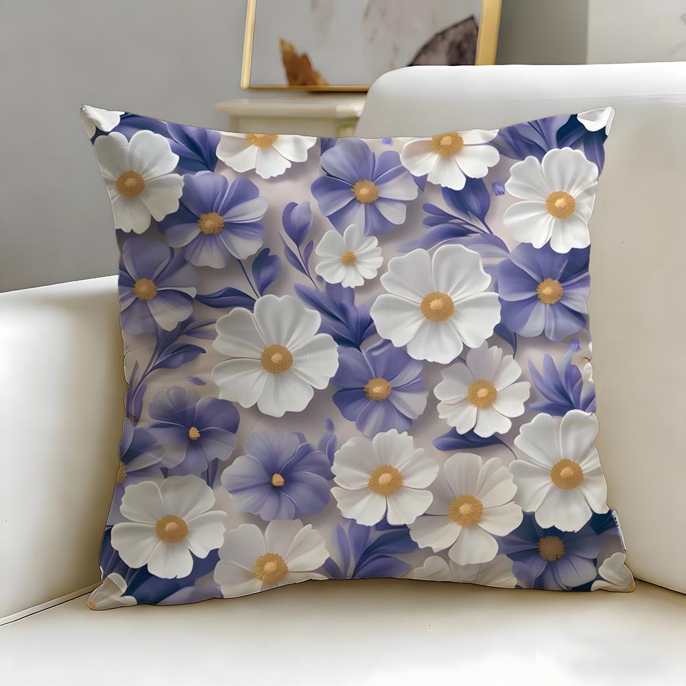 3D Flower Cushion Cover Soft  EasyWash Pillow Case  Versatile for Couch Bed Travel and Office