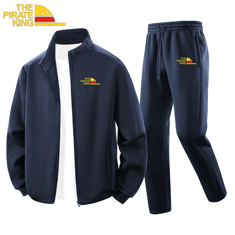 Men Fleece Set Autumn Winter Tracksuit Cotton Hoodies+Sweatpant Set Thick Warm Sportswear Men Cardigan Sweatshirt Suit S