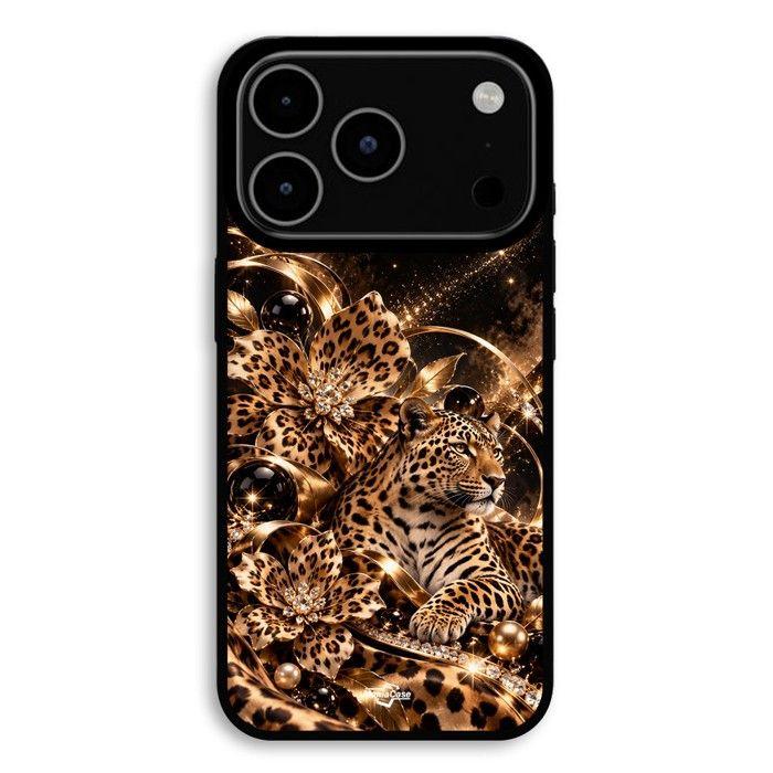 Hülle Für iPhone 18 Pro Leopard Gold Muster Chic Schwarz Gold Luxus Maniacase schwarz