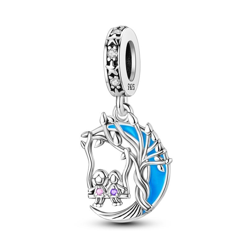 Heart Shape Pendant Inlaid Zircon Love Charms Beads Fit Original Charms Bracelet Copper Friendship Sister Family Gift