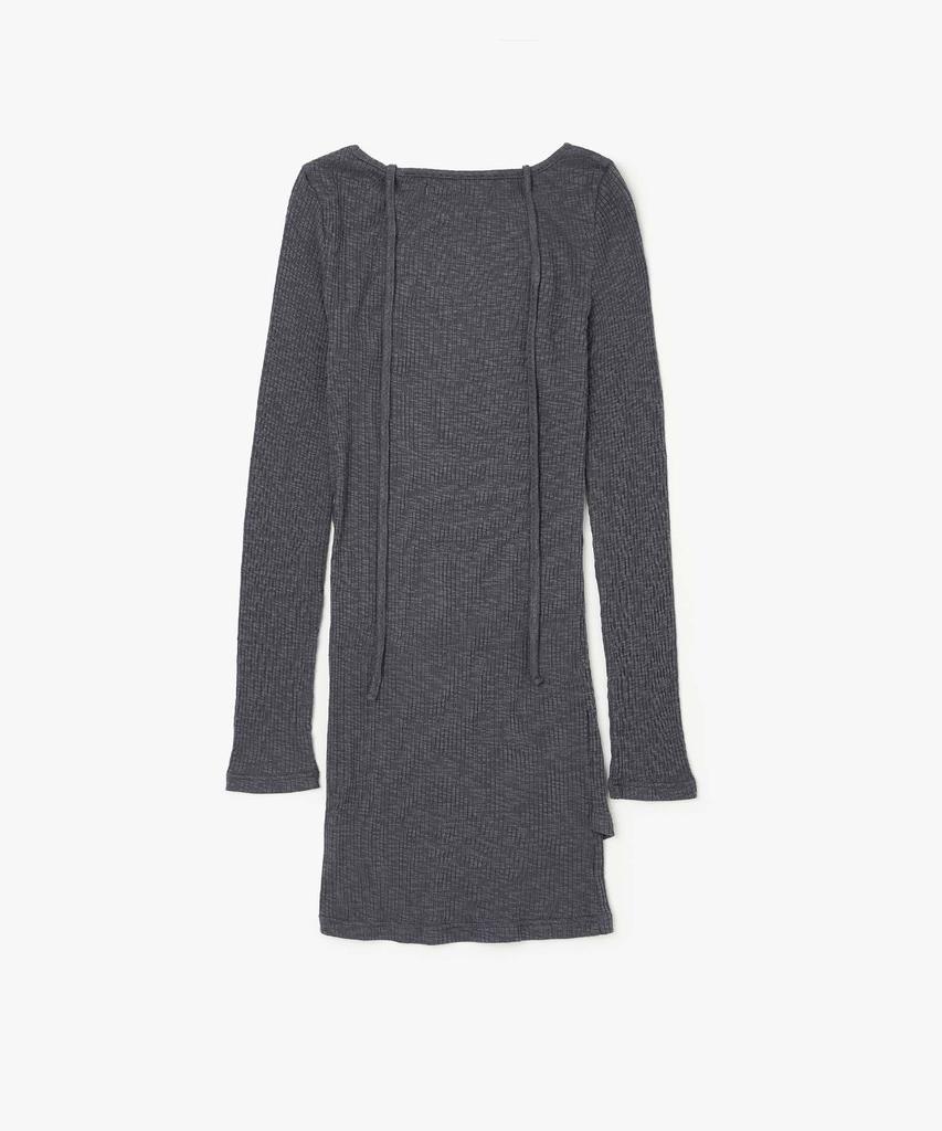 Plack Woman String Double Layered Dress Gray