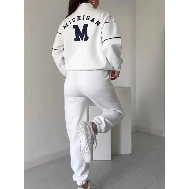 Spring and Autumn Sweater Letter Long Sleeve Pants Casual Sports Suit Wholesale Large Size