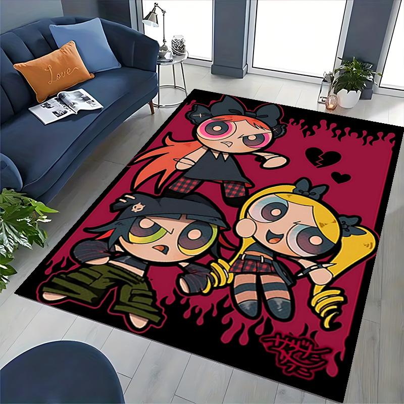 1pc Powerpuff Girls Chaos Love Carpet Rug for Bedroom Living Room Decor Sofa Home Game Area Rug Non-slip Floor Mat. D7220145