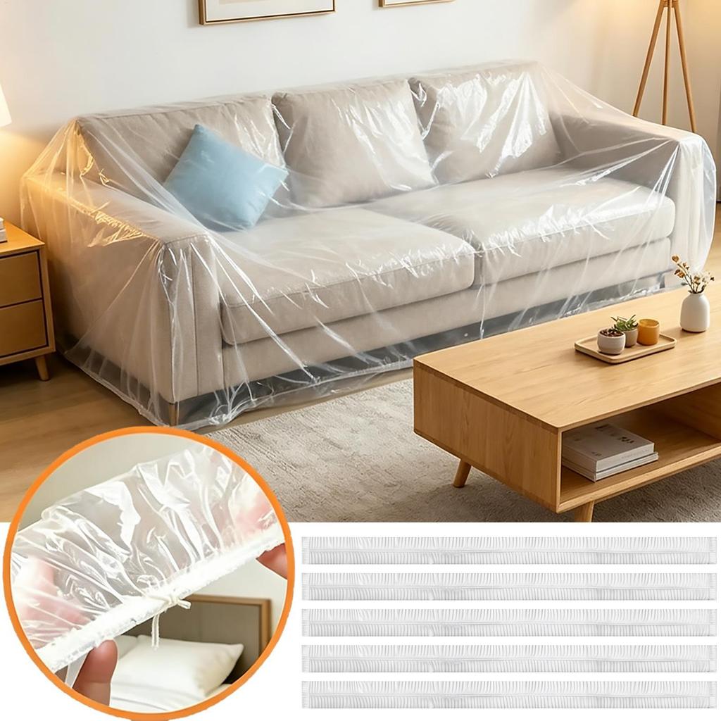 5pcs Transparent Stretchable Dust Covers for Furniture Sofa Couch Table Chair Protector, Home Dormitory Apartment Basement Attic