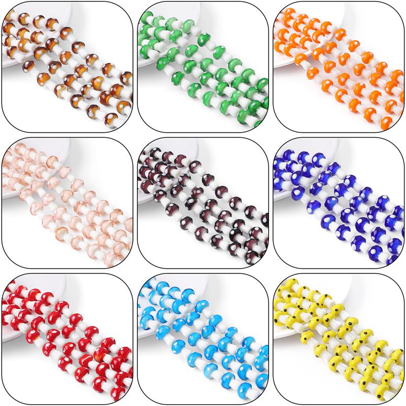 5-25Pcs Glazed Mushroom Glass Beads For DIY Jewelry Making Necklace Bracelet Earrings Craft Accessories