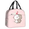 Custom Peach And Goma Mochi Cat Cuddling Thermal Insulated Lunch Bags Women Resuable Lunch Tote for School Storage Food Box