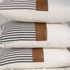 Pu+linen Linen Stitching Pillowcase Sofa Waist Cushion Pillow Cover Stripe Simple Cushion Case