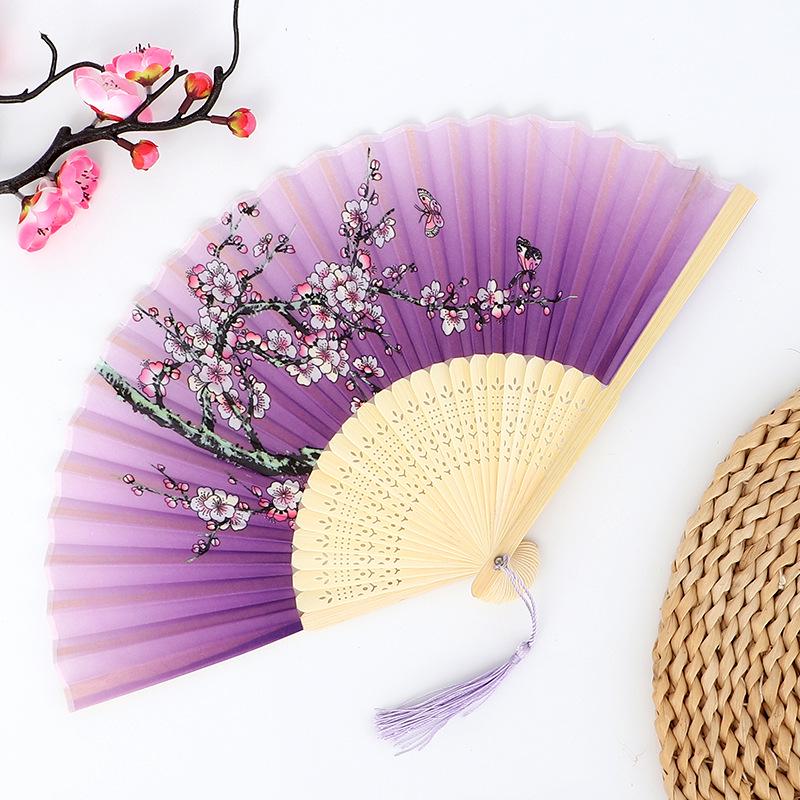 Hanfu skládací vějíř pro ženy inspirovaný japonským a čínským stylem – Scénický tanec bambusový styl