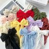 Pink Polka Dot Sheer Big Ribbon Barrette, Ribbon Clip, Lolita, Dreamy Cute, Gothic Lolita Hair Clip, Hairpin, Hair Accessory [Used]