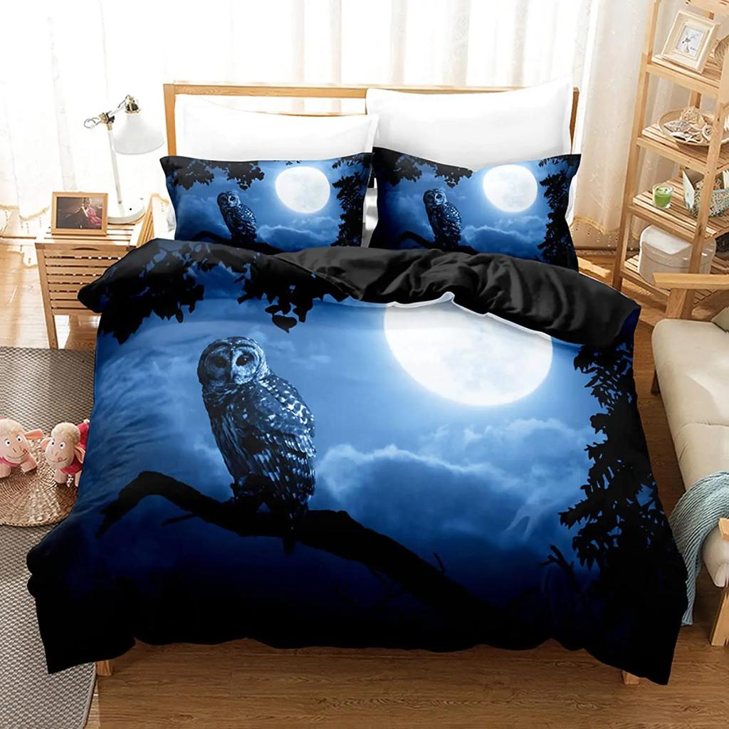 Comforter Cartoon Owl Cute Kawaii Animals For Kids Girls Bedding Set King Queen Single Twin Size Polyester Comforter