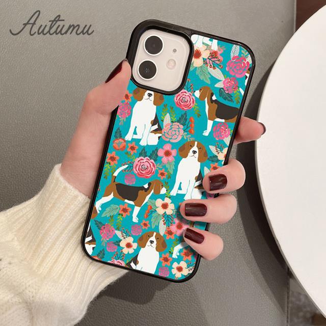 Beagle Floral Dog Phone Case for iPhone 11 12 13 14 Pro Max Mini X XR XS SE 2020 6S 7 8 Plus Samsung Galaxy S21 S22 Cover Shell