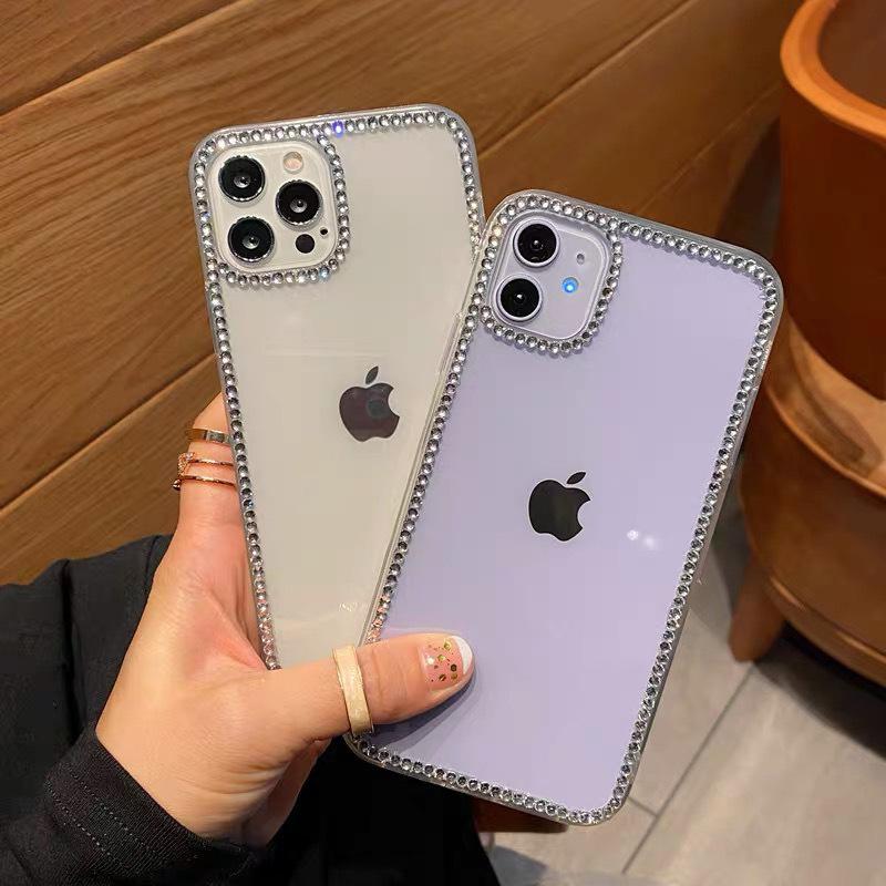 Rhinestone Transparent Mobile Phone Case for IPhone15promax Light Luxury for Apple 16pro Anti-fall Creative 14 Women's Model