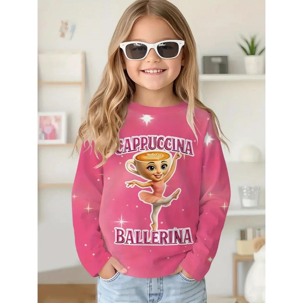 

Children s Italian Brainrot 3D Digital Printed Girls Casual and Comfortable Round Neck Long Sleeved T-shirt 170