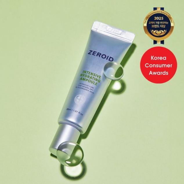 ZEROID Intensiv fuktighetsgivende ampulle 30 ml – Fuktighetsboostende serum for sensitiv hud