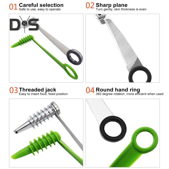 Espiralizador de Verduras de Acero Inoxidable Cortador Rotatorio de 360 Grados para Pepino Zanahoria Patata Libre de BPA Mango Ergonómico y Cuchillas Afiladas Tornillo Manual