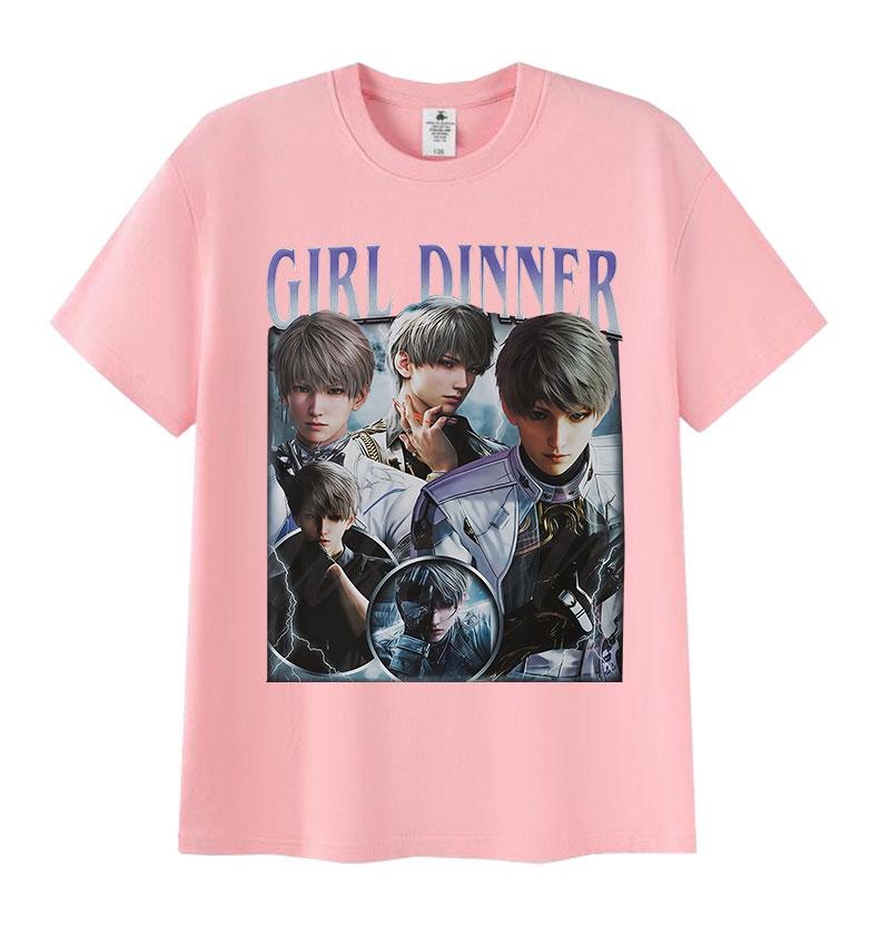Limited Girl Dinner Love and Deepspace Game Graphic T Shirt Men's Vintage Fashion Short Sleeve T-shirts Cosplay Clothing T-shirt