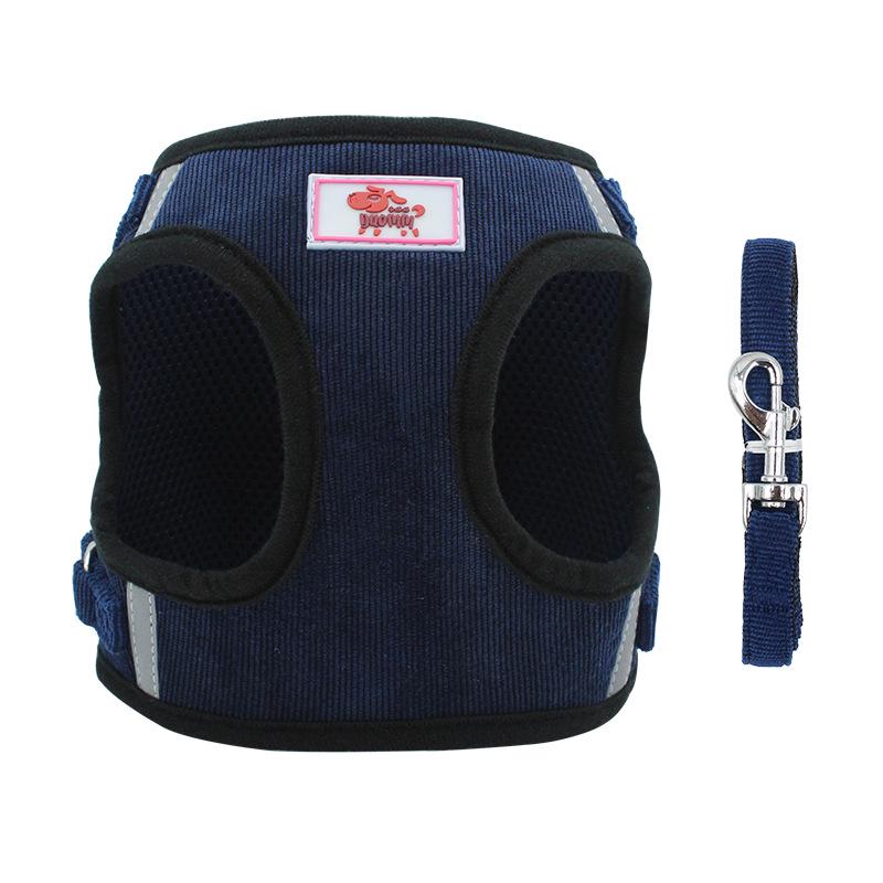 Honden Harnas Hond Trektouw Corduroy Ademende Hond Borstband Reflecterende Huisdier Borstband Wandeltouw Set S bust 30-34cm