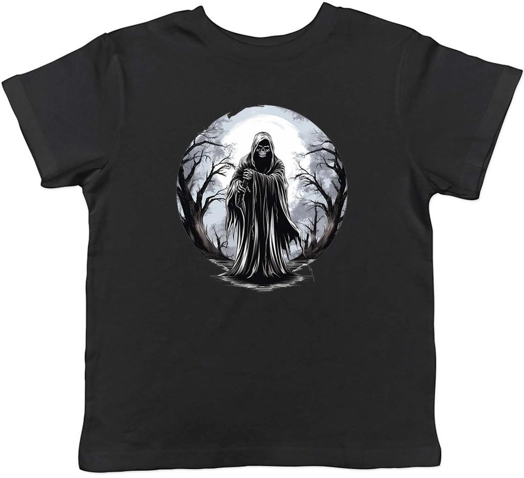 Grim Reaper Death Kids T-Shirt Skeleton Skull Goth Childrens Boys Girls Gift