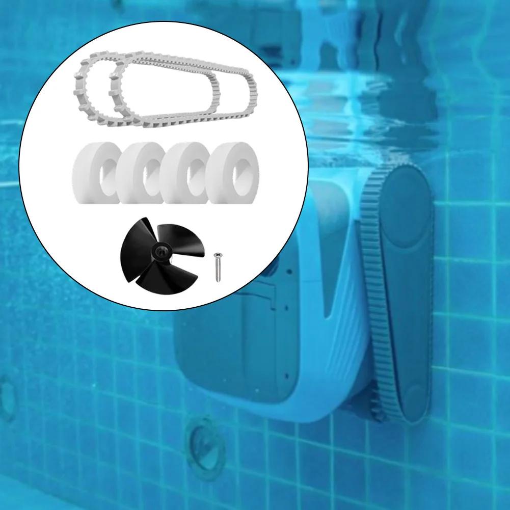 Climbing Wheels Set White, Black Pool Cleaner Impeller Plastic And Rubber Construction 7-piece Set Pool Robot Repair