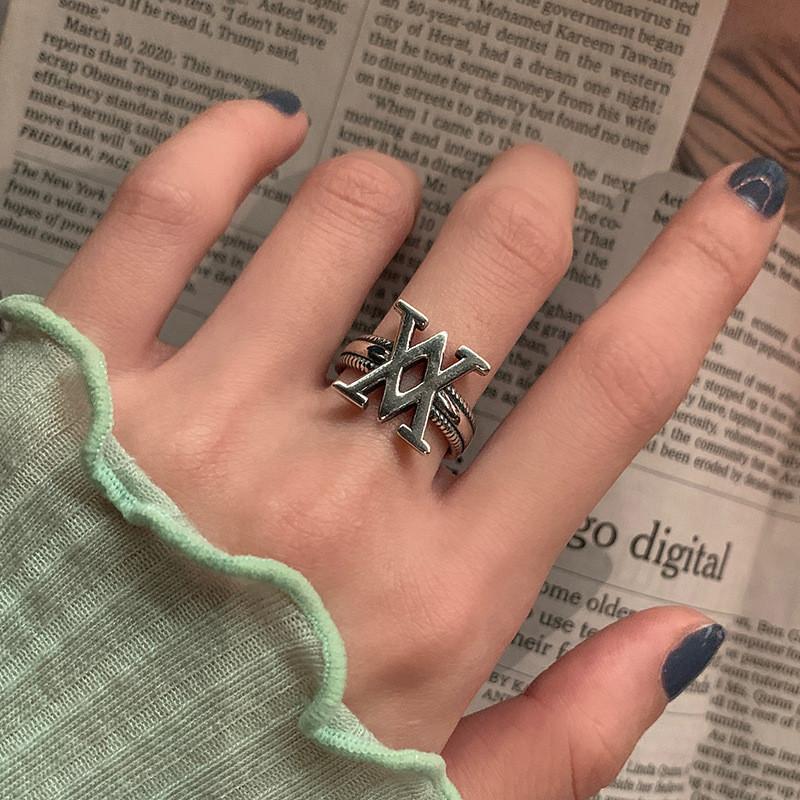 Elegant Retro Korean Style 925 Sterling Silver Geometric V Shaped Ring For Chic Women J2032