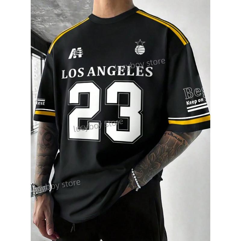 

summer Number 23 Los Angeles Print Mens T-Shirt Man Short Sleeves Sport Baseball Jerseys Oversize 6colors Tees Men Clothes 6XL