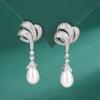 Pearl Set Imitation Pearl Collarbone Chain Bow Double Row Pearl Necklace Women'S Crystal Gemstone Pearl Earrings