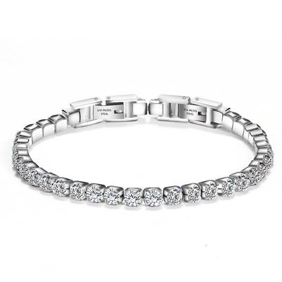 Verstellbares, abnehmbares Titanstahl-Doppelschnalle-Zirkon-Armband für Damen, einfache Tenniskette, Persönlichkeit, modisches Armband