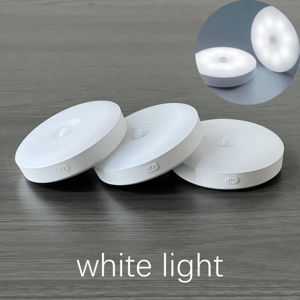 

3pcs Modern Motion Sensor Nightlights - Dimmable 8-LED, USB Rechargeable, Polished Finish, Freestanding/Wall Mount Options for B