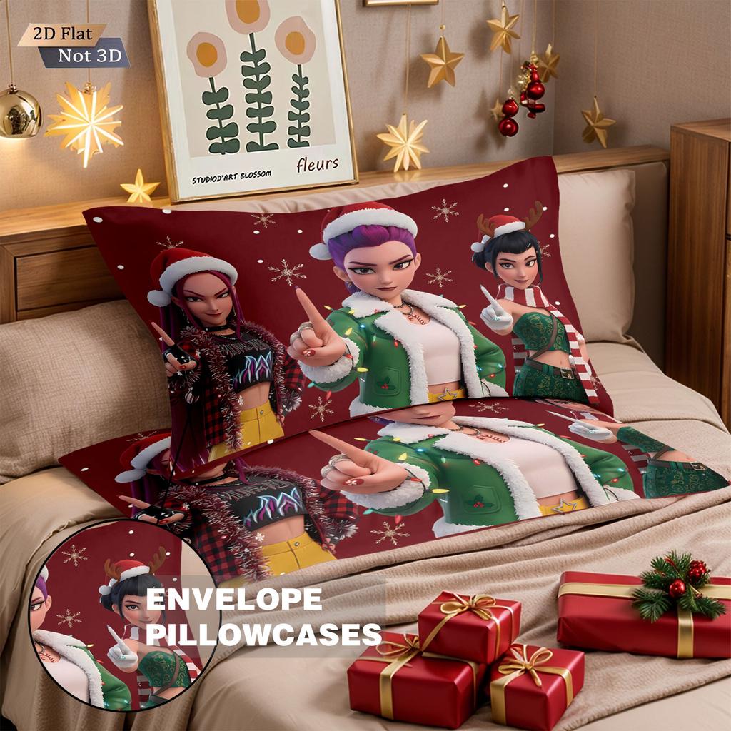 Set piumone senza cuciture 3 pezzi K-Pop Demon Hunters stampato multi-taglia decorazione biancheria da letto camera da letto morbido e lavabile in lavatrice
