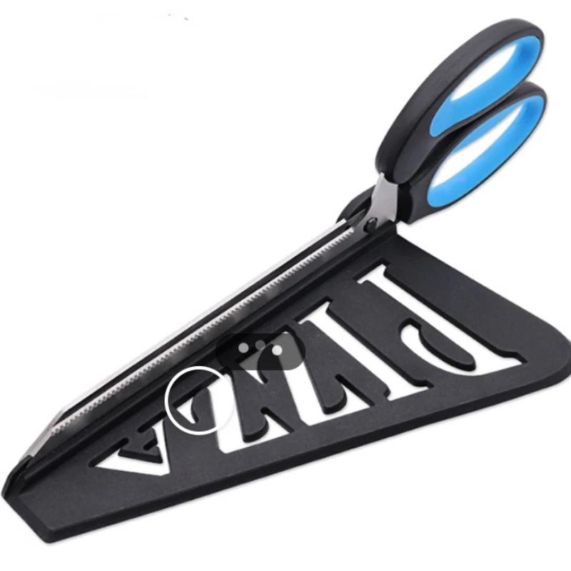 

3 в 1 съемные инструменты для резки пиццы из нержавеющей стали, полые лопатки + ножницы, острый длинный нож, нож для торта с ручкой из полипропилена синий