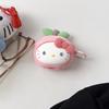 Cute 3D Cartoon  Flocked Peach Hello Kitty  Earphone Case For Airpods Pro3 Pro2 Pro Airpods 1 2 3 4  Silicone  Headphone Cover