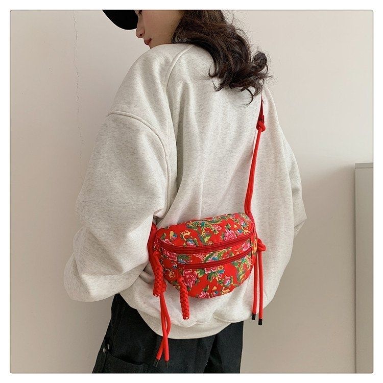 Women's Shoulder Crossbody Bag Printed Multi Pocket Small Bag Printed Ethnic Bag Casual Waist Bag Chest Bag