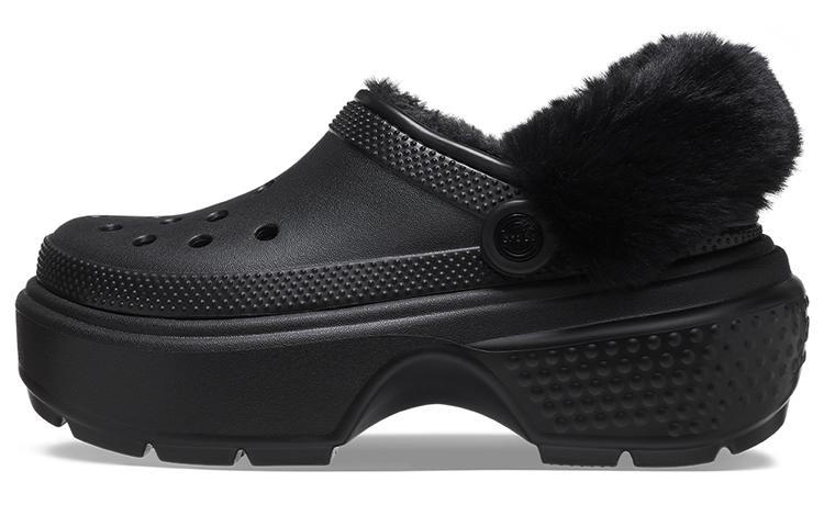 Crocs Stomp Lined Clogs  Black  Women s 208546-001 39-40
