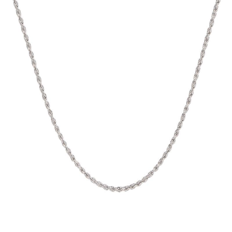925 Sterling Silver Twisted Hemp Rope Necklace - Unisex Retro Braided Clavicle Chain